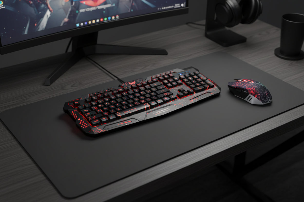Tricolor Backlight Wired Gaming Keyboard Set