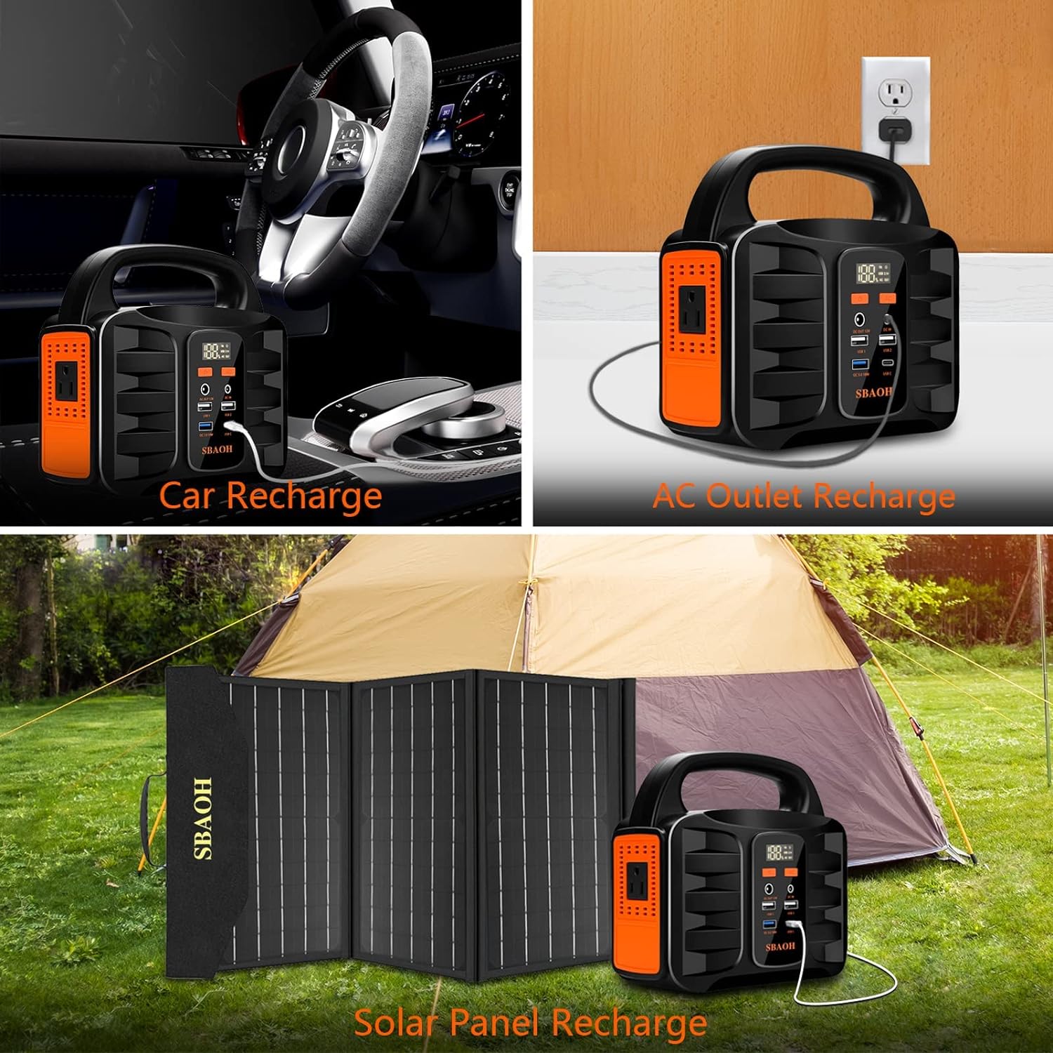 150W Portable Power Station – 155Wh, 42000mAh, AC/DC ports for home backup, camping, RV, and emergencies (black, no solar panel included).