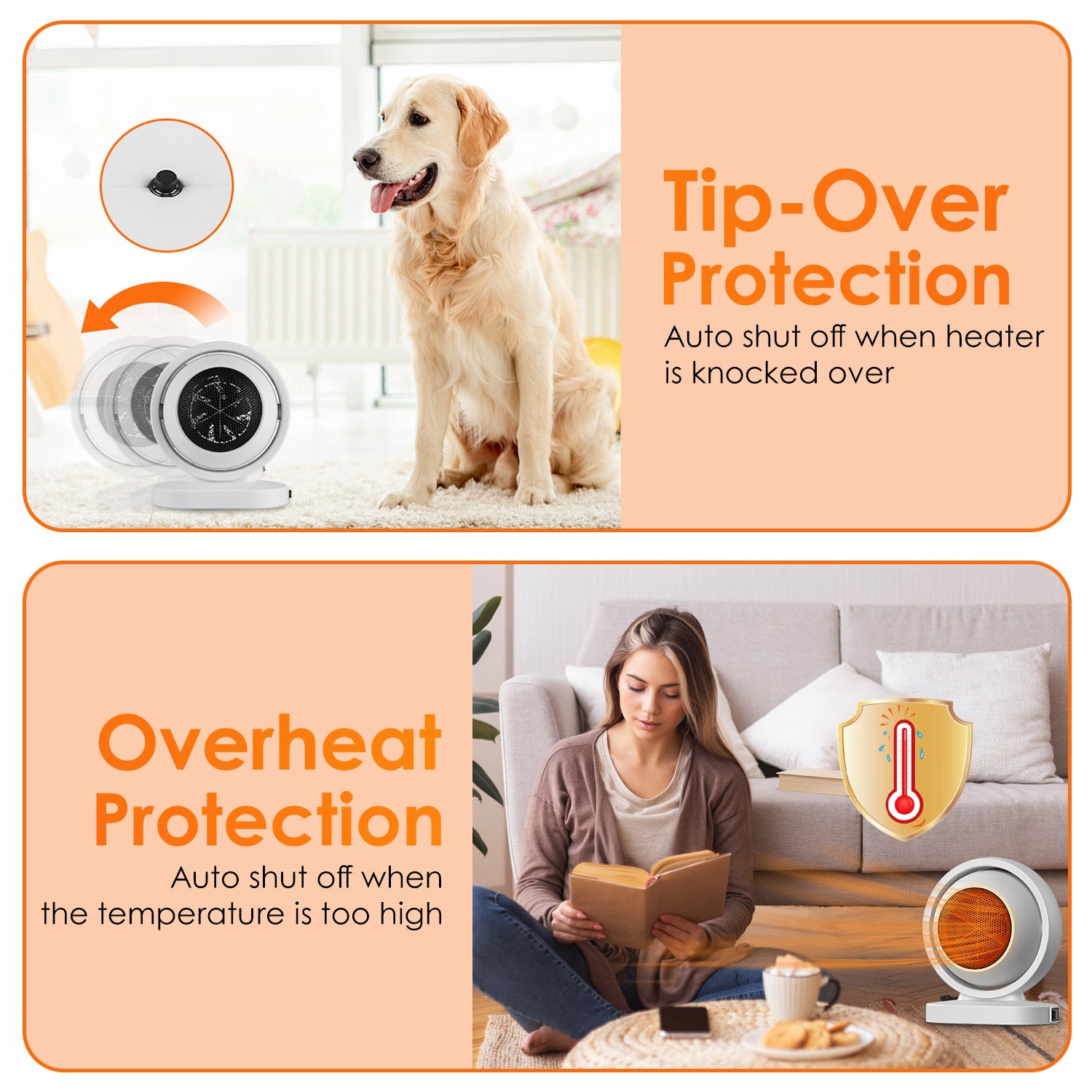 380W Space Heater With 30 Degree Tilting Angle ( Fast Heating With Overheat Protection )