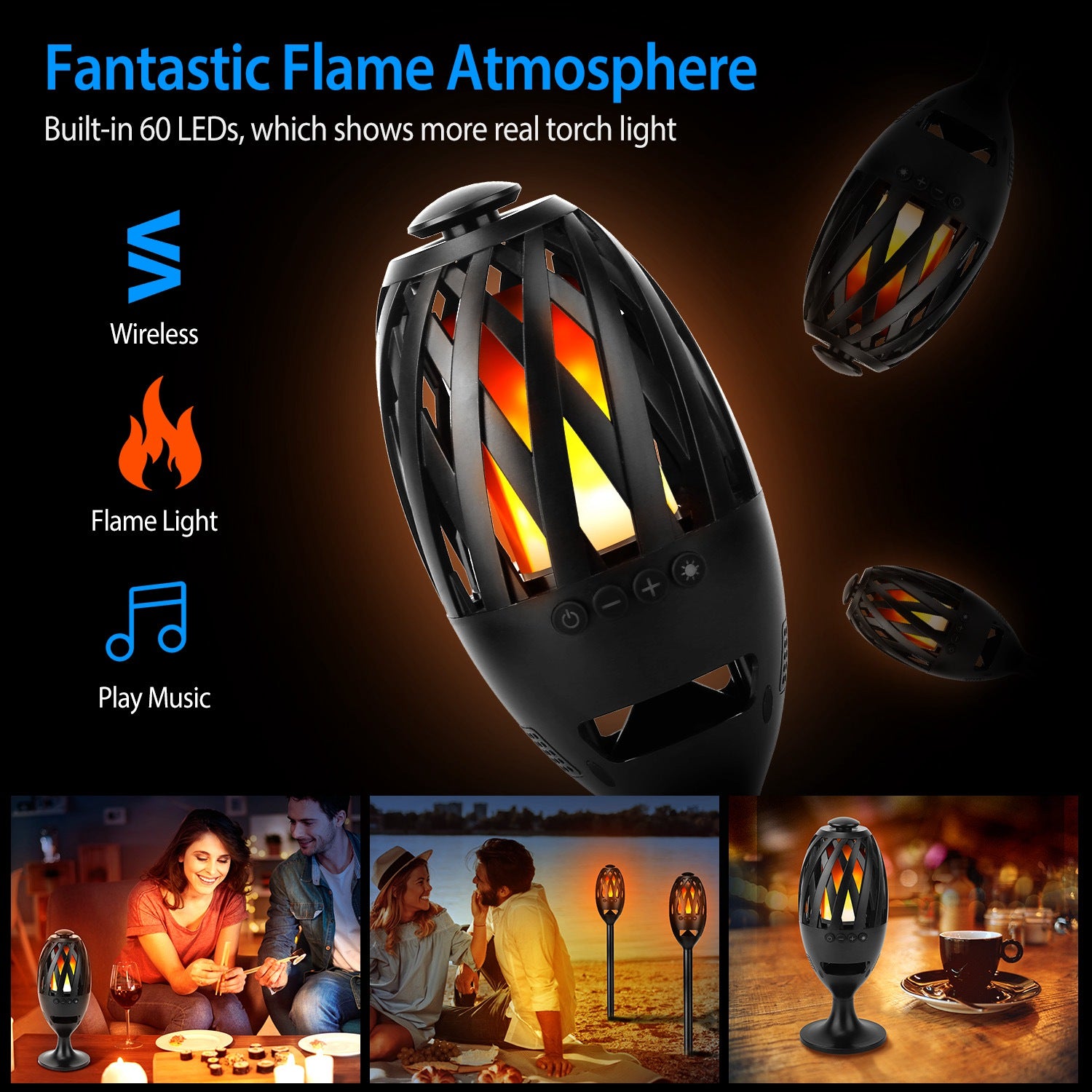 Flame LED Wireless Speaker ( Waterproof )