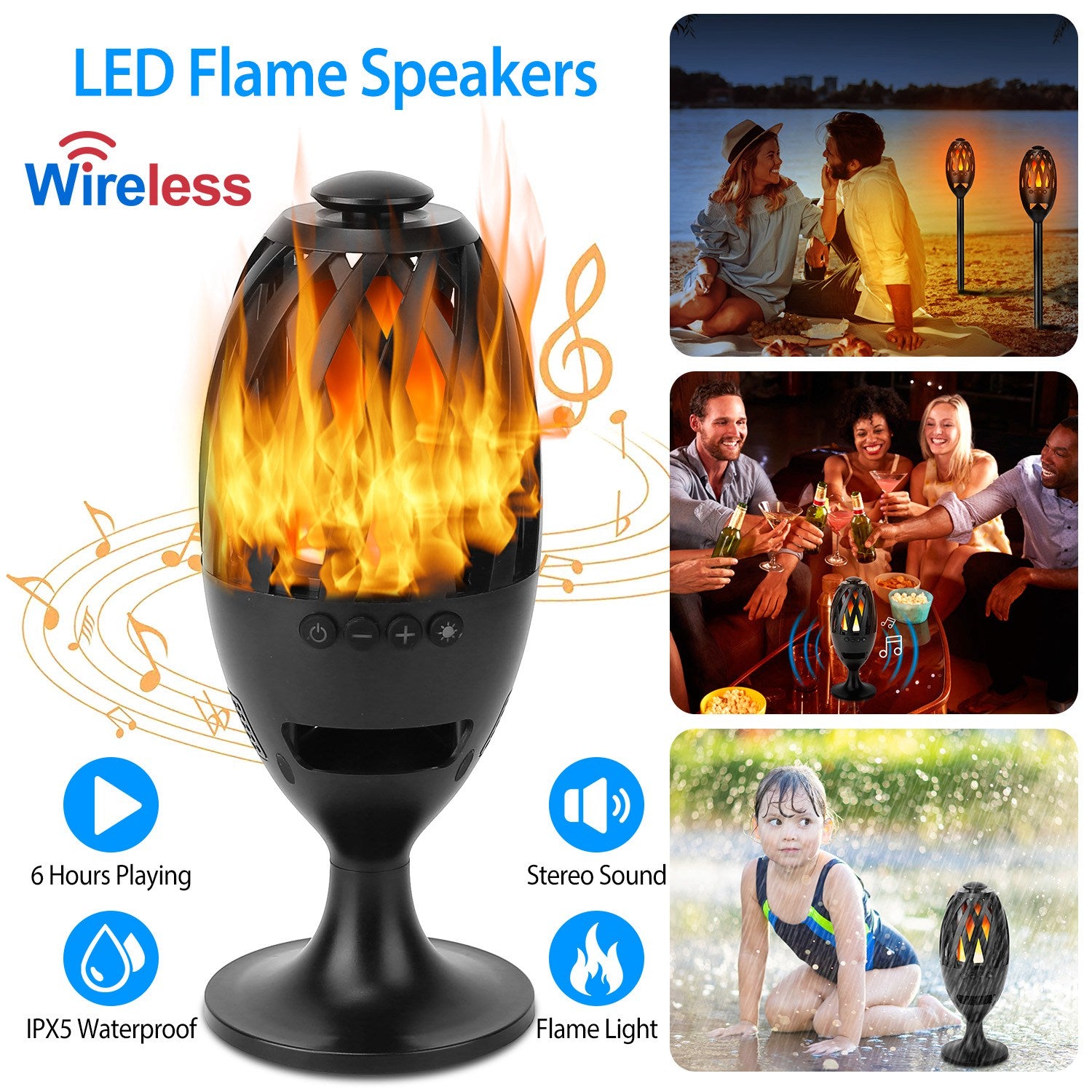 Flame LED Wireless Speaker ( Waterproof )