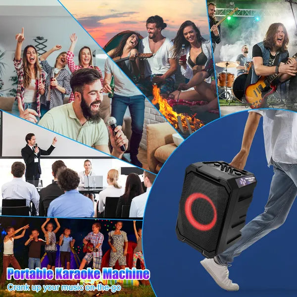 Portable Wireless Party Speaker W/ LED Light  ( 2 Wireless Mics INCLUDED For Karaoke Night )