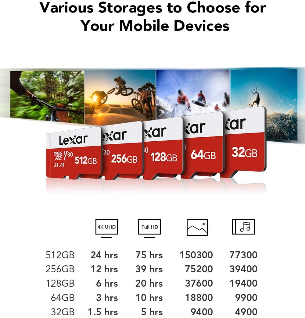 32GB Micro SD Card, Microsdhc UHS-I Flash Memory Card with Adapter - up to 100Mb/S, U1, Class10, V10, A1, High Speed TF Card