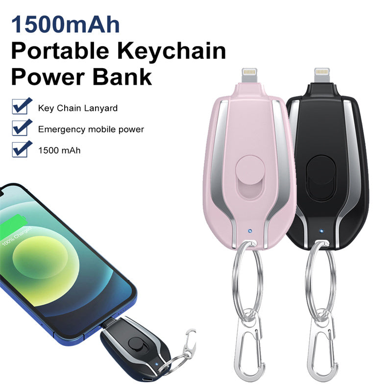 Emergency Key-chain Power bank 1500mAH ( Type C Or Iphone )