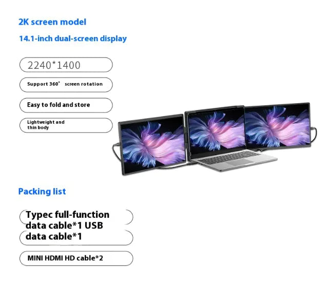 FlexView Pro – 14.1" 1200p Portable Dual Monitor